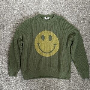 Green Smiley Face Crewneck Sweater